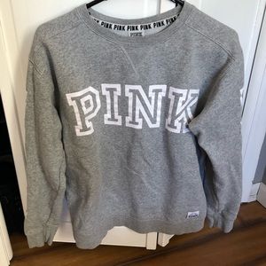 PINK!! logo grey crewneck